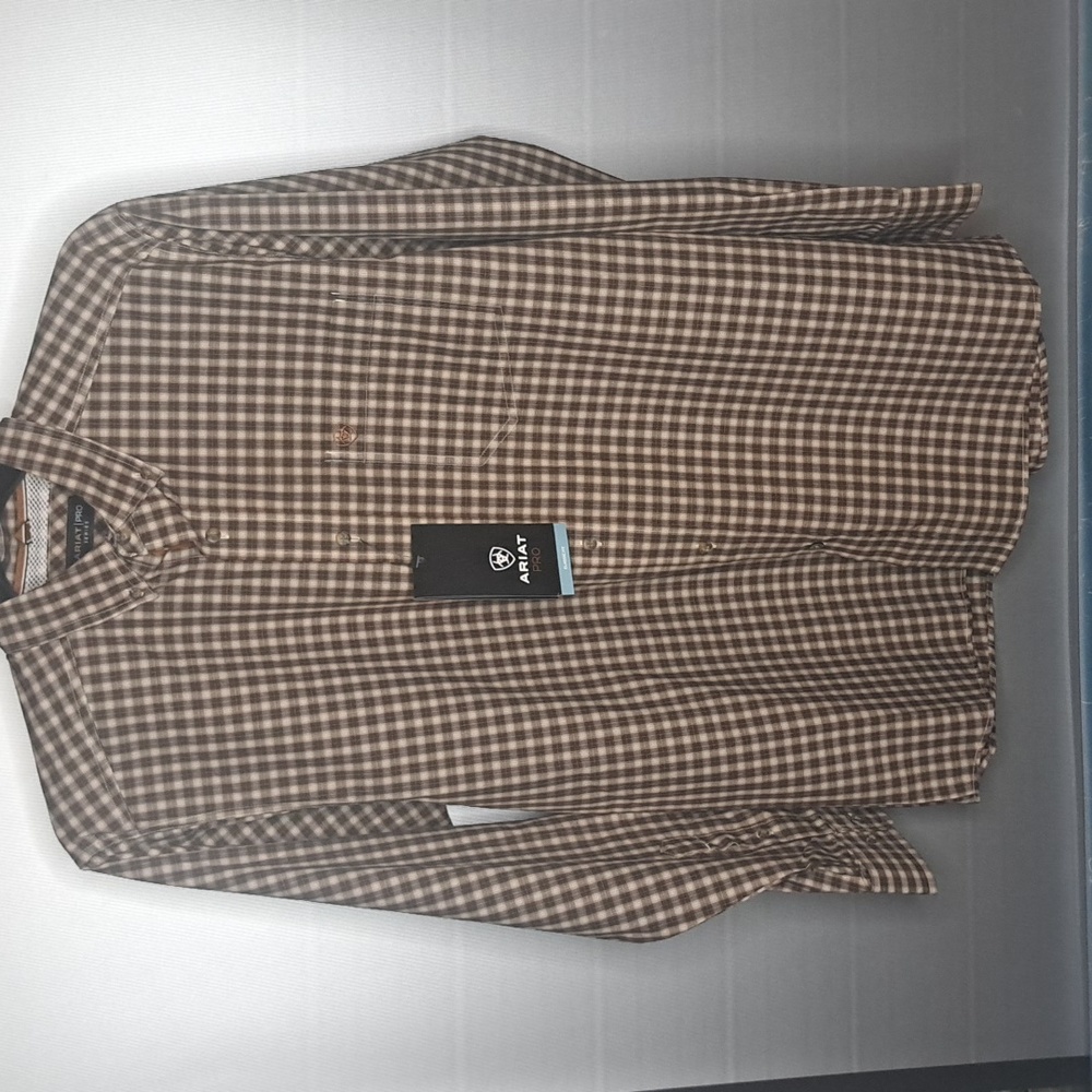 Ariat Men's Button Down Shirt Brown/Tan Plaid